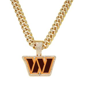 Washington commanders Iced Chain Necklace 20" Or 24" Gold Or Silver